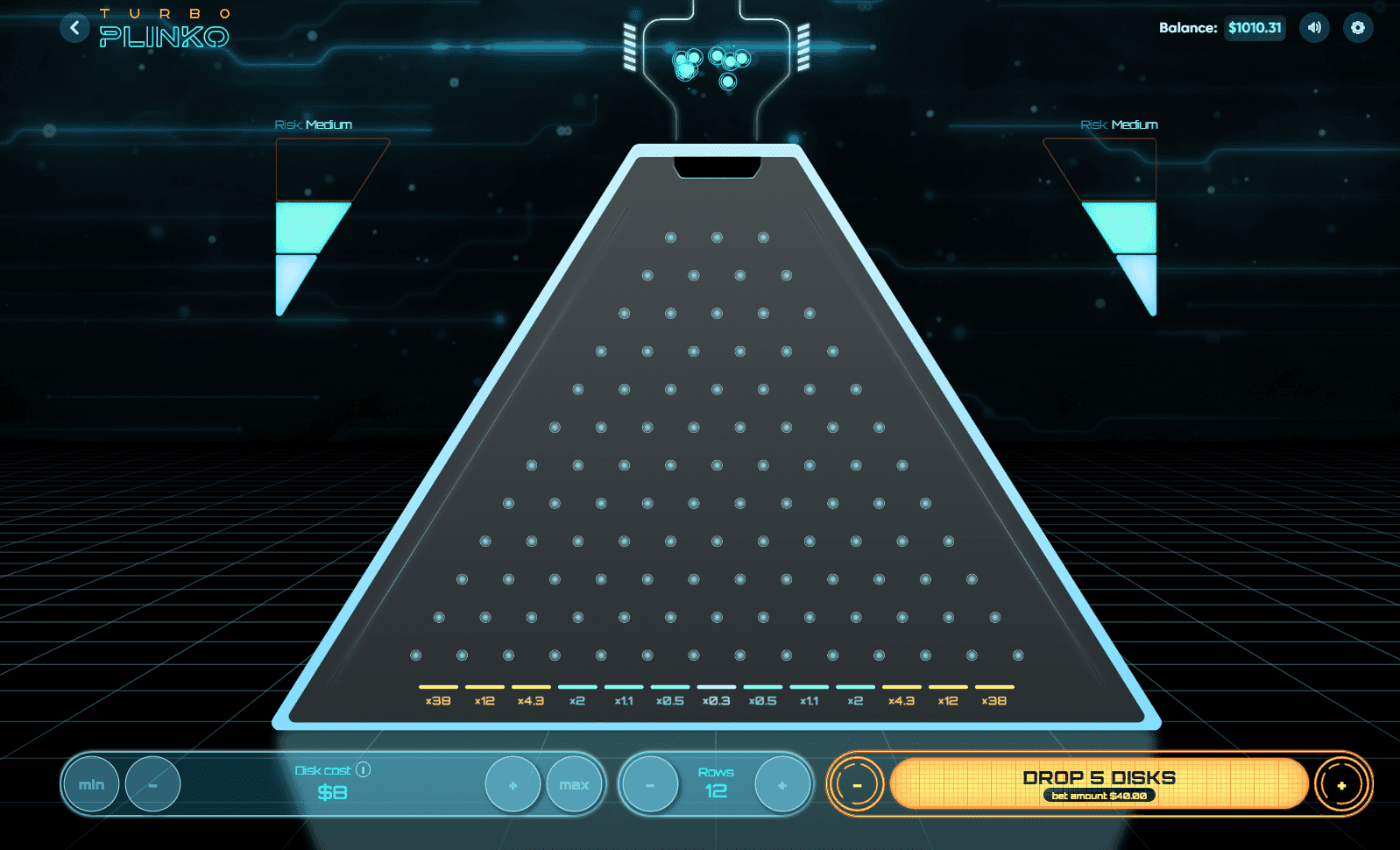 Plinko demo game screen
